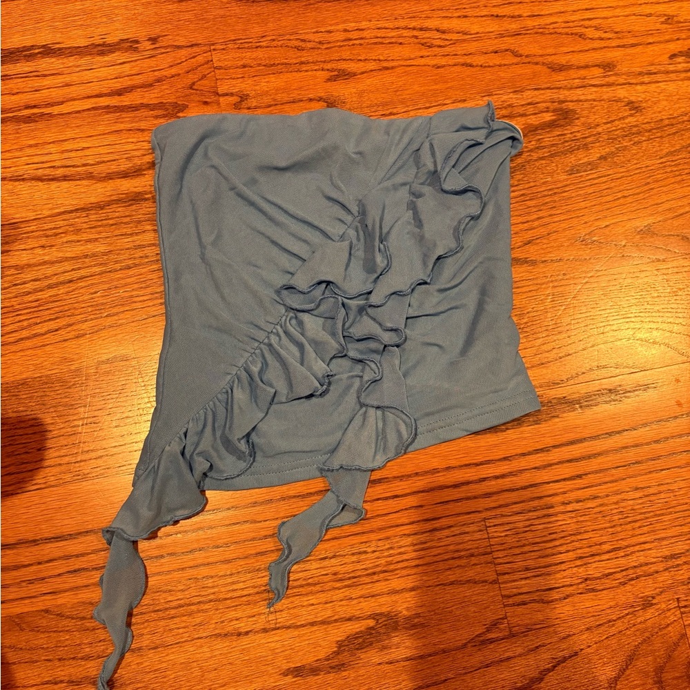 Blue Ruffled Tube Top